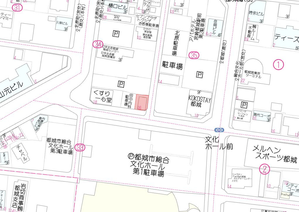 都城市北原町の売地の土地図