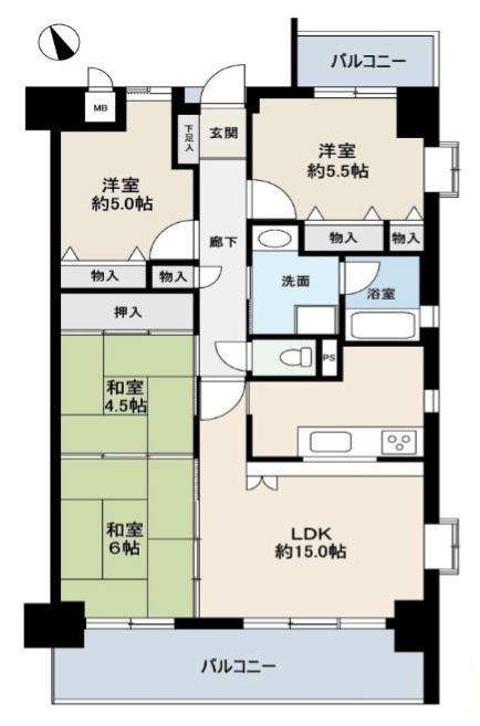 姫路市佃町の中古マンションの間取り