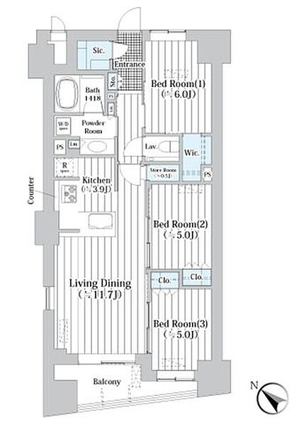 中央区新川２丁目の賃貸マンションの間取り