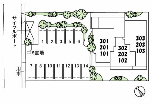 ジャルダン　ド　シャルムの駐車場