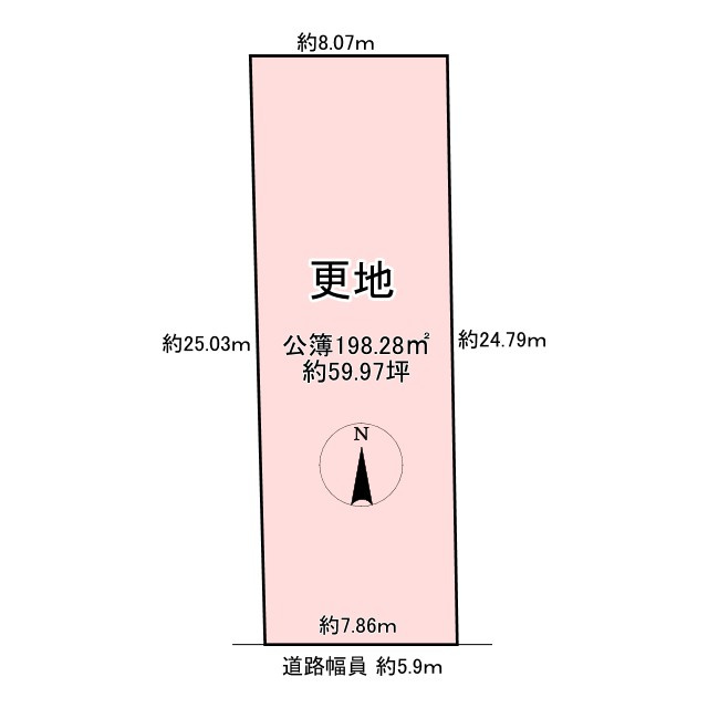 小山下初音町 建築条件無 土地の土地図