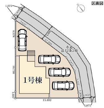 第2土浦市天川　新築戸建の区画図|広々敷地で自由な暮らし。駐車も快適に、日常がワンランク上に。