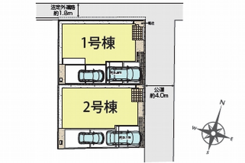 【仲介手数料０円】茅ヶ崎市室田3丁目　新築一戸建て　全2棟の区画図|【仲介手数料０円】茅ヶ崎市室田3丁目　新築一戸建て　全2棟