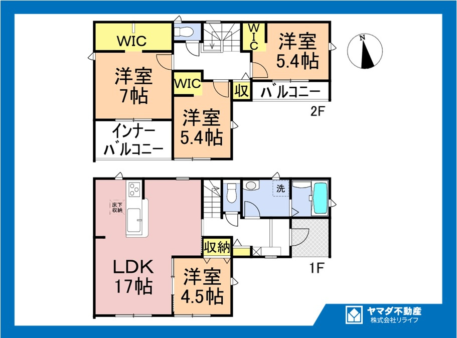 リーブルガーデン　一宮市浅井町前野　全1区画分譲の間取り|■1号棟　■ヤマダ不動産　株式会社リライフ　
■夢のマイホーム購入をフルサポートします！