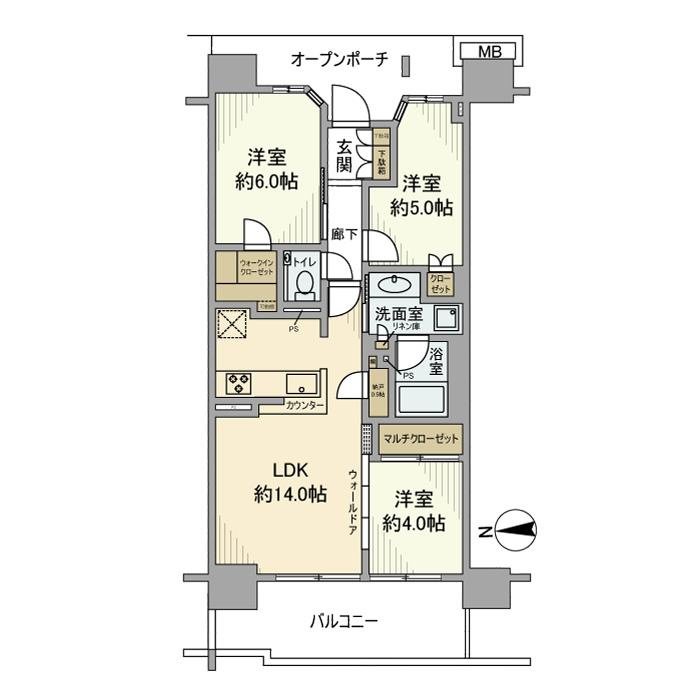 プラウドシティ大田六郷Ａ棟の間取り