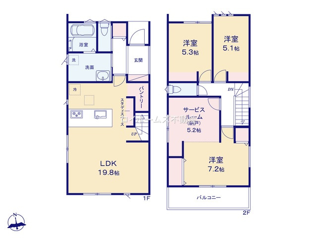 【間取り】 | 名古屋市港区本宮町２丁目37-14『仲介料無料』新築戸建て | 1号棟