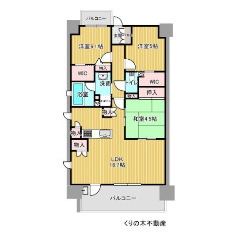 【間取り】 | ポレスター今治駅前レジデンス | 3LDKのお部屋です
