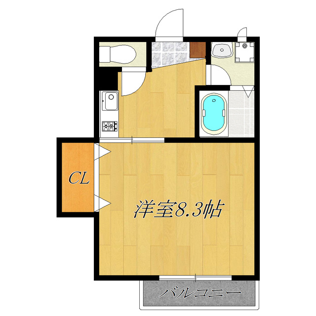 シャルマンの間取り|1Kの間取りです☆