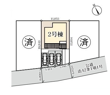 【仲介手数料無料】新築戸建　熊谷市曙町5-96（全3棟）の区画図