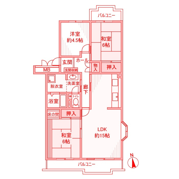 藤沢市辻堂新町１丁目の賃貸マンションの間取り