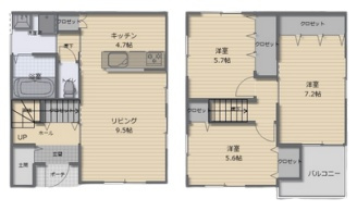 宝塚市野上　中古一戸建ての間取り
