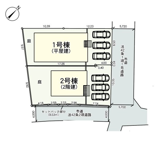筑紫野市牛島第6-2棟（2号棟）の区画図|配置図（2号棟）