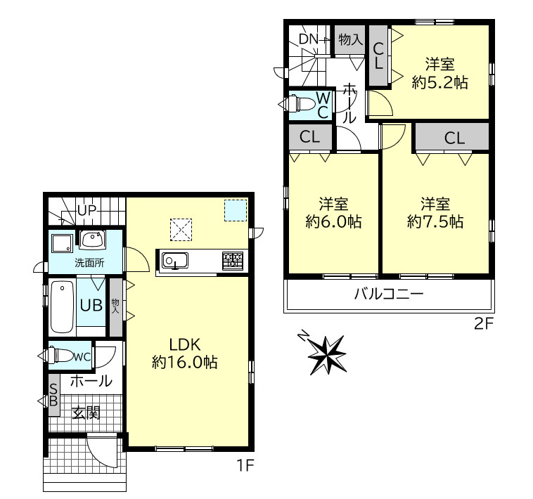 明石市東朝霧丘新築戸建Ｂ号棟の間取り
