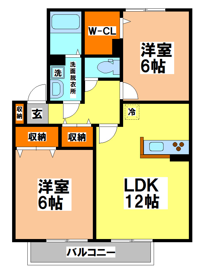 小金井市中町２丁目のアパートの間取り
