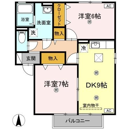 セジュール サライ B棟の間取り