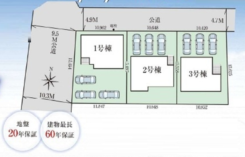 【仲介手数料無料】新築戸建　深谷市田所町4-19（全3棟）の区画図