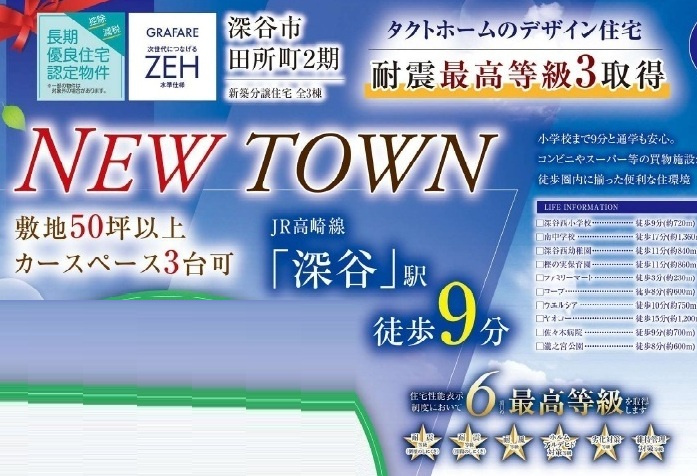 【仲介手数料無料】新築戸建　深谷市田所町4-19（全3棟）の構造・工法・仕様