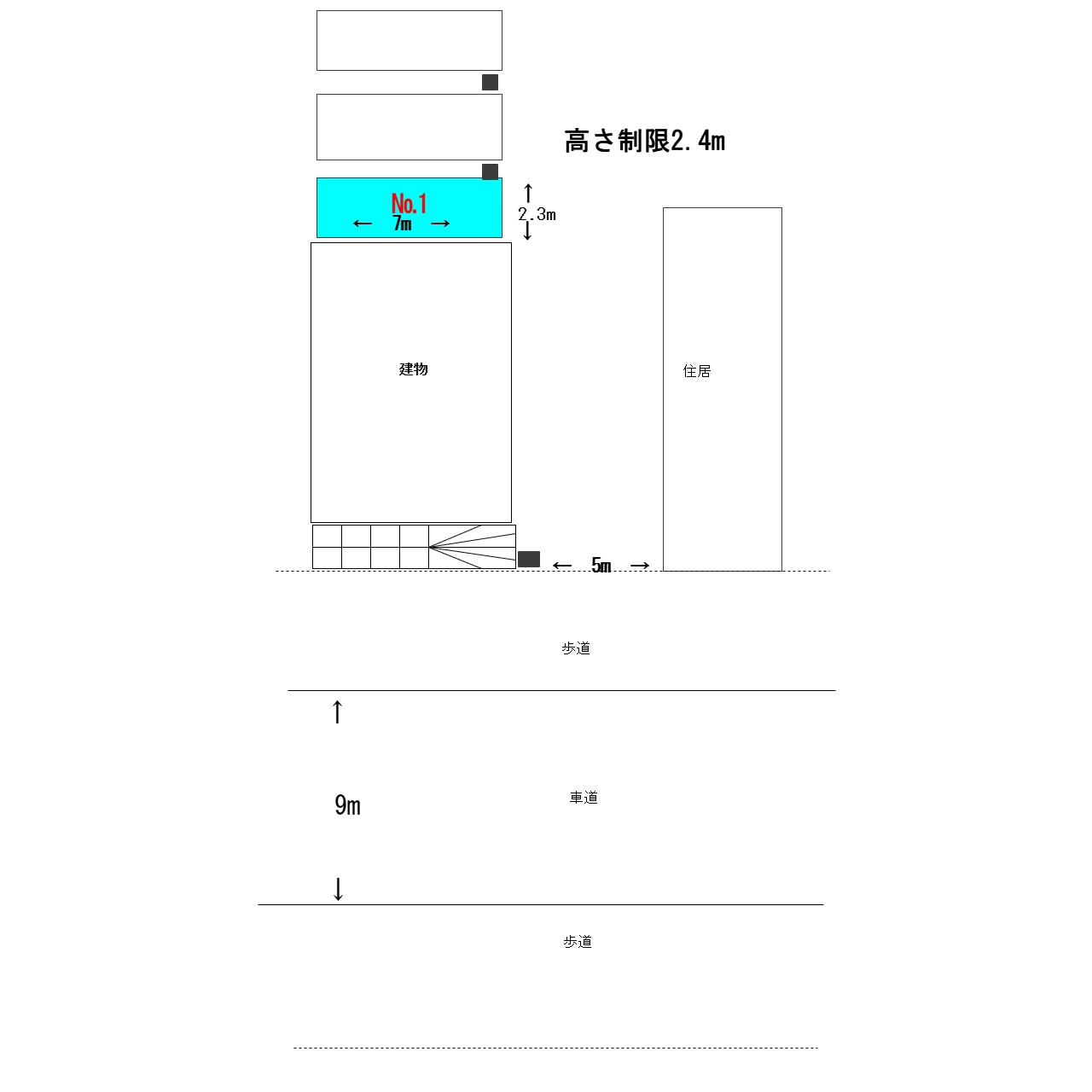 赤羽3日下部ガレージの区画図