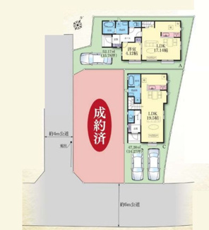 【区画図】 | 茅ヶ崎市常盤町　Ａ号棟 | A号棟　南西側4m道路　カースペース１台（車種による）　旗竿地