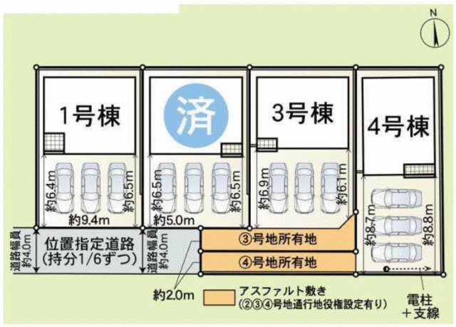 沼津市沼北町１丁目の新築一戸建の区画図|敷地内区画図 １号棟