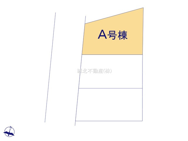 練馬区石神井台7丁目 全3棟 A号棟の区画図|土地面積89.91㎡ 前面道路西側約6.0ｍ公道に面する立地