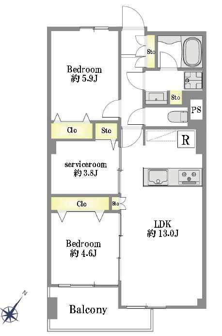 南砂住宅8号棟の間取り|7階部分・南東向きにつきまして日当たり・通風・眺望良好。新規リノベーションマンション。