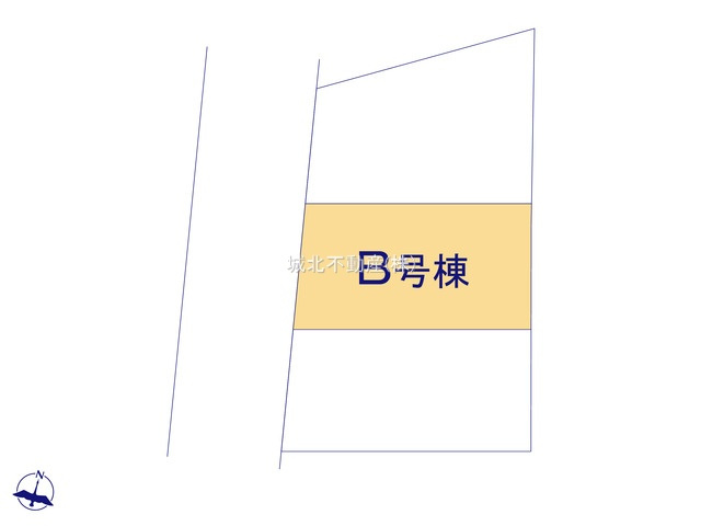 練馬区石神井台7丁目 全3棟 B号棟の区画図|土地面積82.04㎡ 前面道路西側約6.0ｍ公道に面する立地
