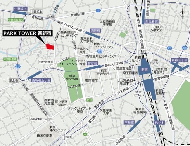 パークタワー西新宿の地図
