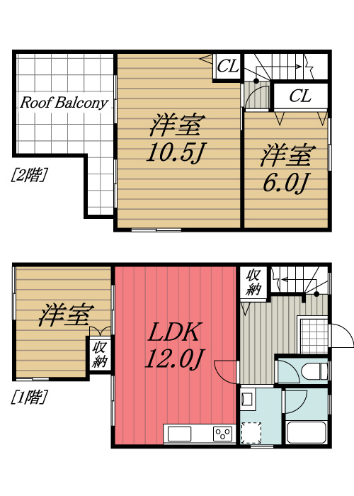 【間取り】 | 千代田4丁目RC造テラスハウス/27-10