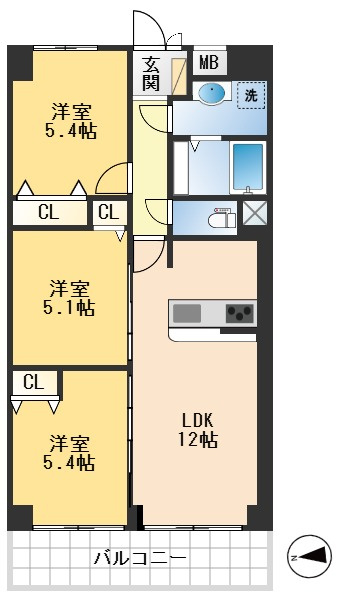 ルネ豊中の間取り