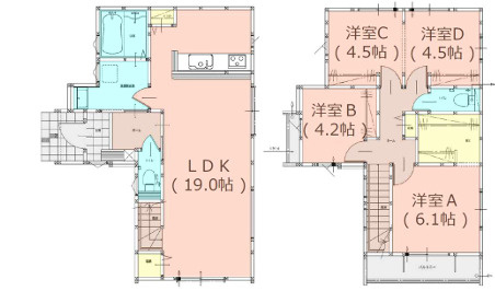 東区香椎駅東1丁目2期　1号棟の間取り