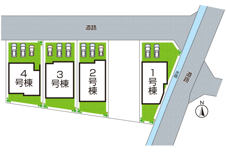 ●17(土)18(日)現地説明会！　北葛城郡広陵町笠　第1期　全4邸の区画図|全4区画