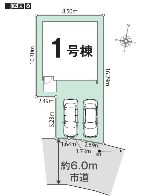 新築戸建　高崎市上小鳥町の区画図|前面道路は約6.0mで駐車もスムーズ！車2台を並列で止められる、ゆとりある敷地レイアウトです！