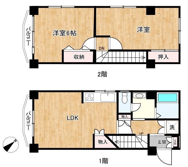 文京区根津２丁目の賃貸マンションの間取り