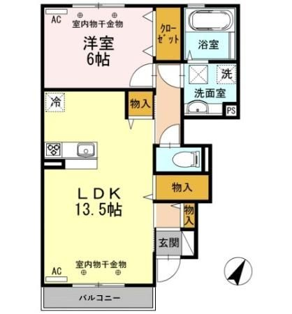 Ｄ－ｒｏｏｍ小矢部　A棟の間取り