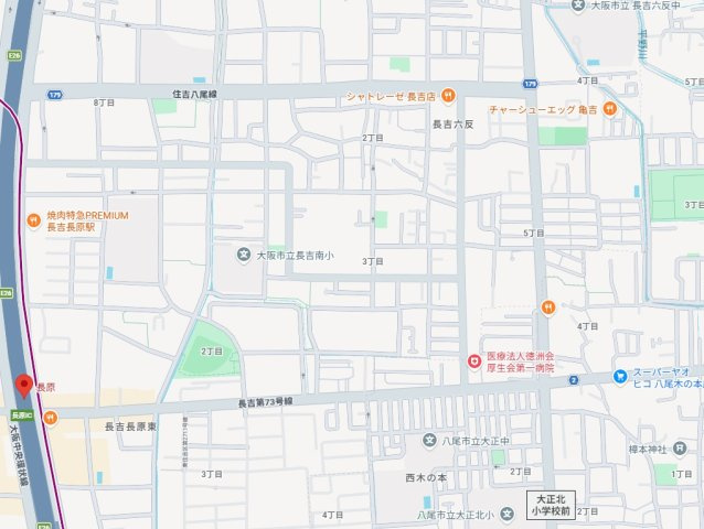 大阪市平野区長吉六反　第3期　新築一戸建ての地図