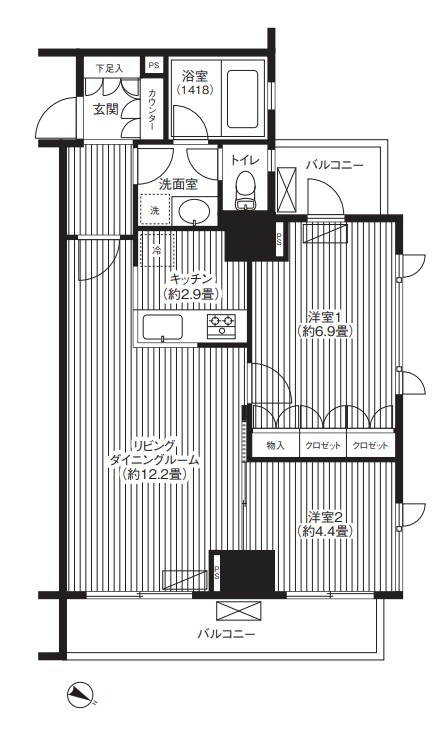 渋谷区代々木３丁目の賃貸マンションの間取り