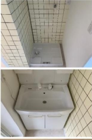 東山マンションの独立洗面台