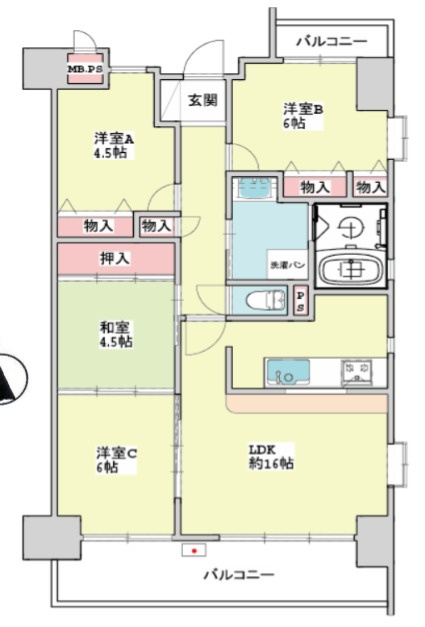 姫路市佃町の中古マンションの間取り
