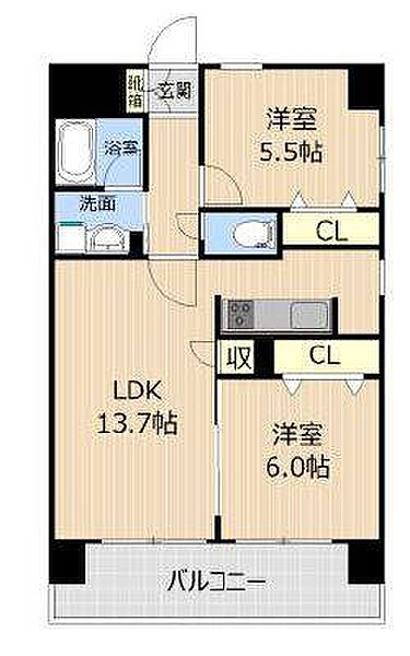 熊本市中央区水前寺２丁目の賃貸マンションの間取り