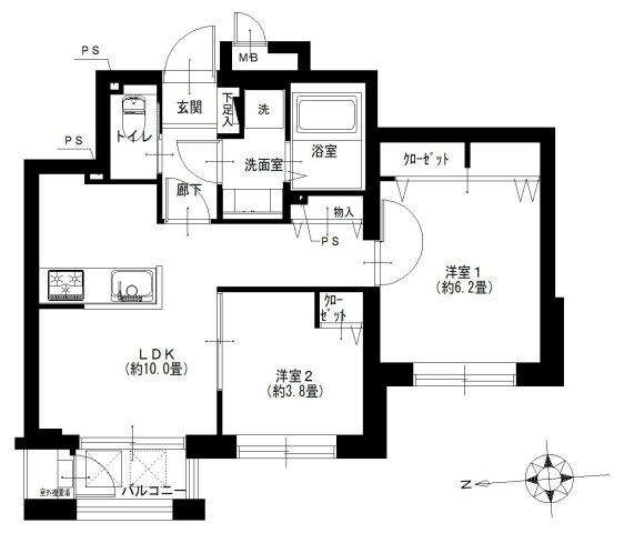 ホームズ東中野の間取り|ホームズ東中野：全居室収納・窓が付いた２ＬＤＫリノベーション物件はフラット３５利用可能です！令和８年１１月中旬完成予定！