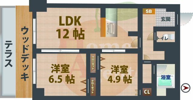 【間取り】 | グリーンロード鷺宮Ⅱ | 2LDKのお部屋です。