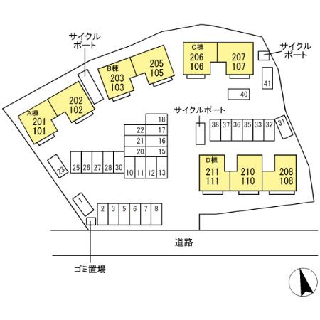 アムール・シャトーB棟の区画図