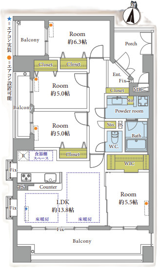 【間取り】 | ライオンズガーデンシティ鳥飼3番館☆仲介手数料無料☆