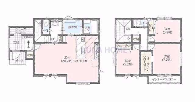 牛久市南7丁目　新築戸建　1号棟の間取り