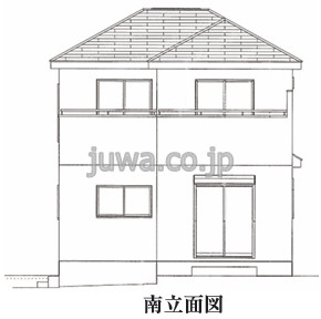 【新築分譲住宅】川越市上野田町3期の外観パース|南立面図