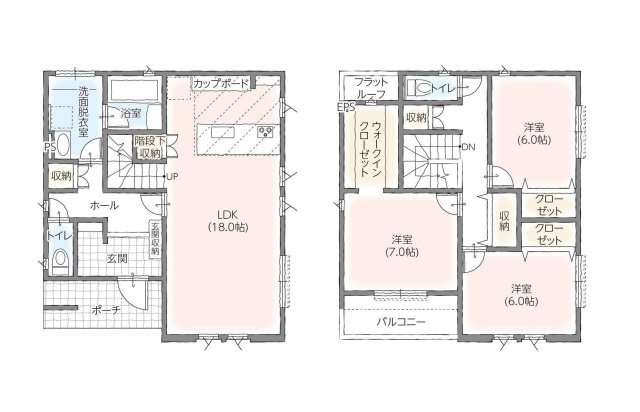 牛久市南7丁目　新築戸建　2号棟の間取り