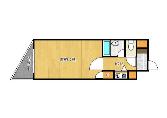 アーバンクルーザー六ツ門の間取り|１Kの間取りです
