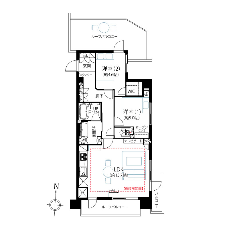 エス・バイ・エルマンション信濃町の間取り|エス・バイ・エルマンション信濃町：全居室収納・窓が付いた２ＬＤＫ家具・エアコン付きリノベーション物件は住設備も充実！