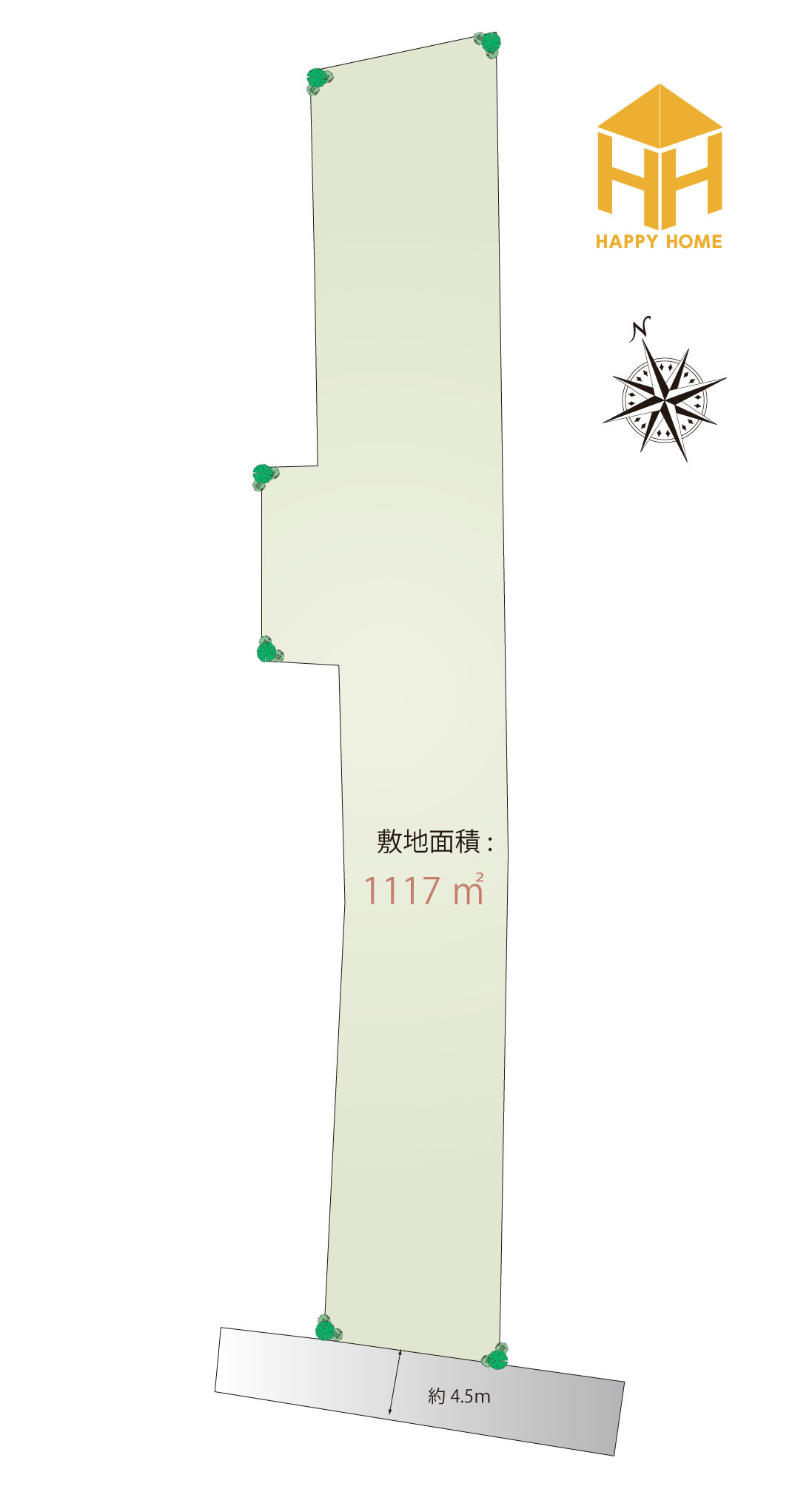 尼崎市田能5丁目建築条件無し土地の土地図|※図面と現況に相違がある場合は、現況を優先します。